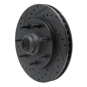 Ford F-250 Brake Rotor (1) - Front Left - R1 Concepts - Drilled & Slotted - Black - `97-`04